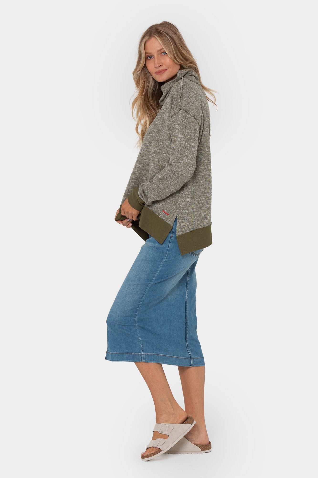 Denim Midi Skirt Peace Love World