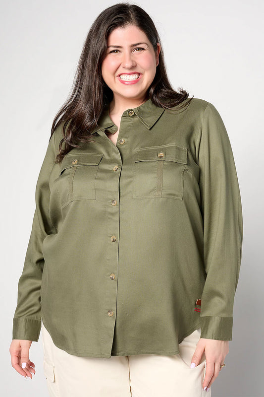 Button-Front Twill Shirt