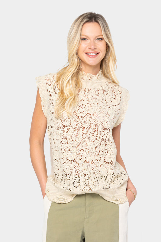 Paisley Stitch Sleeveless Sweater