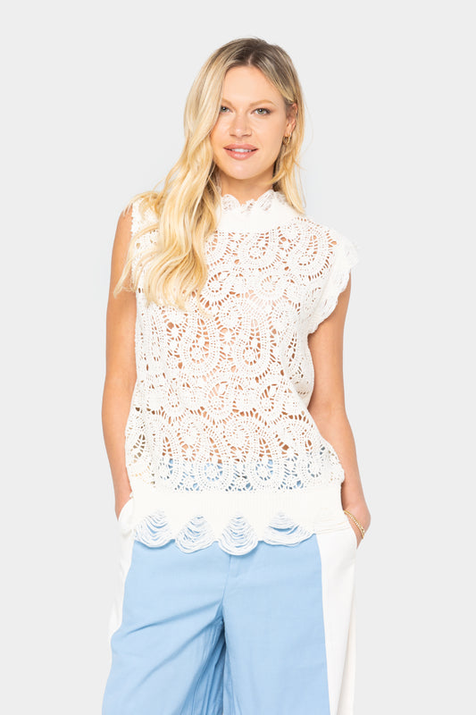 Paisley Stitch Sleeveless Sweater