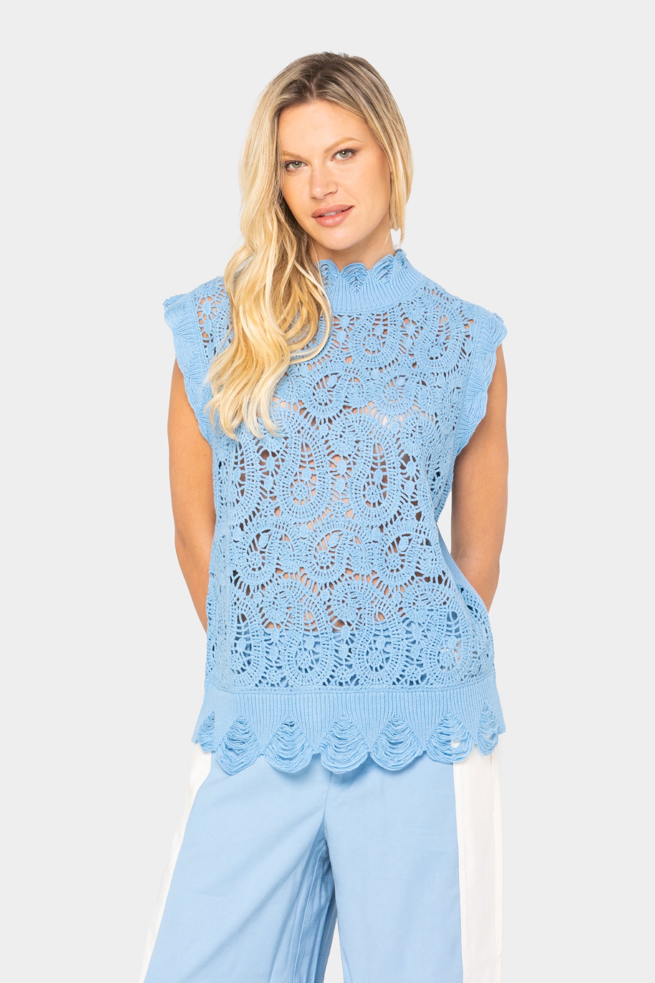 Paisley Stitch Sleeveless Sweater