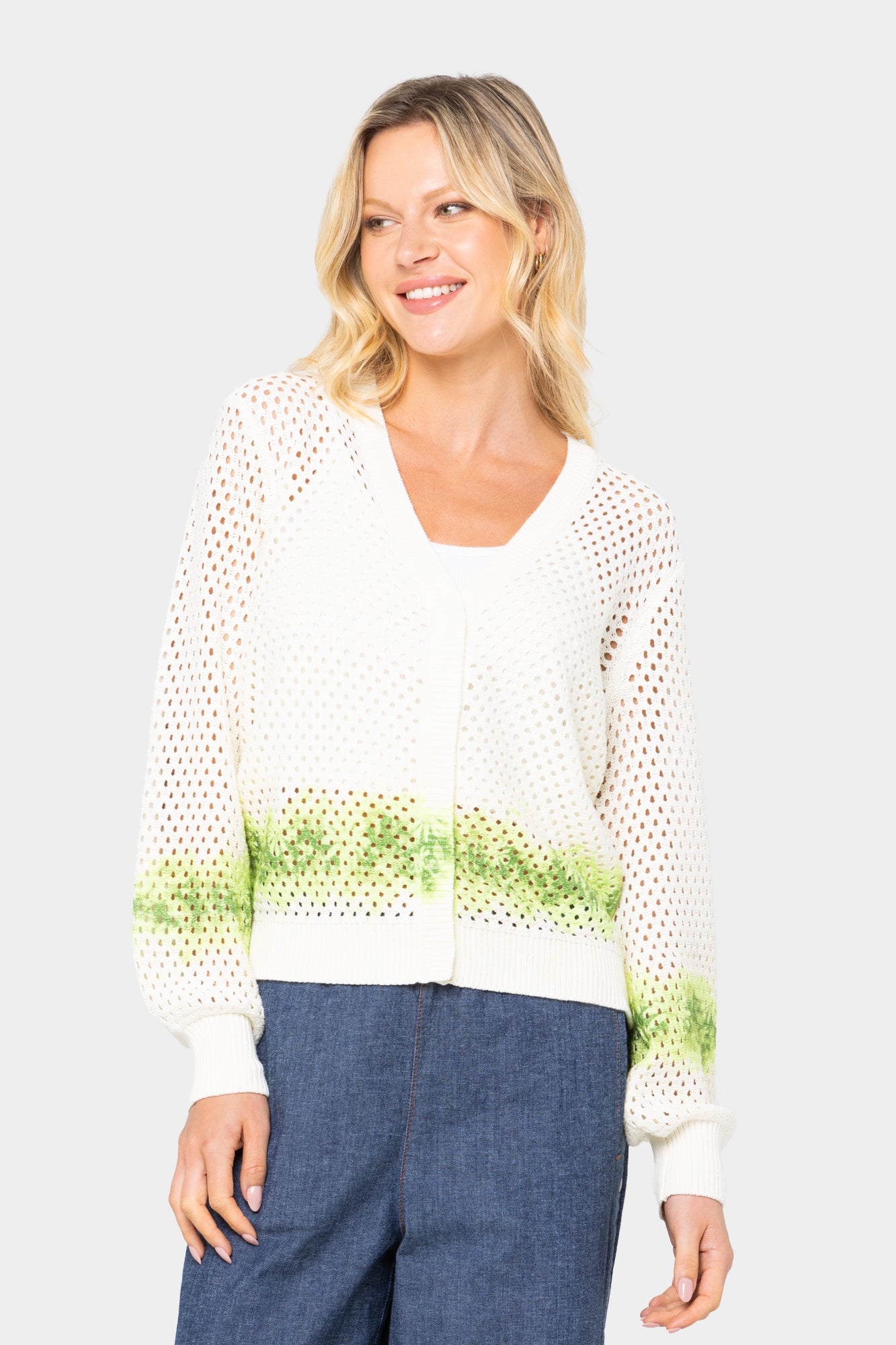 Love Unites Us Printed Open Stitch Cardigan