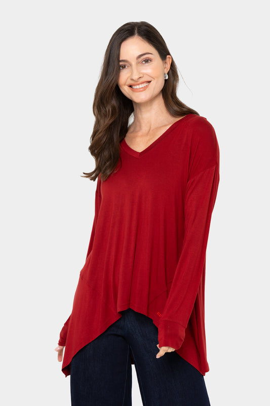 V-Neck Long-Sleeve Parachute Top