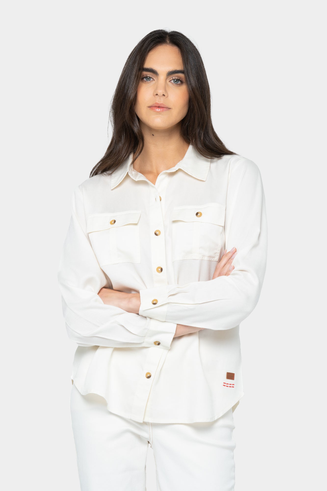 Button-Front Twill Shirt