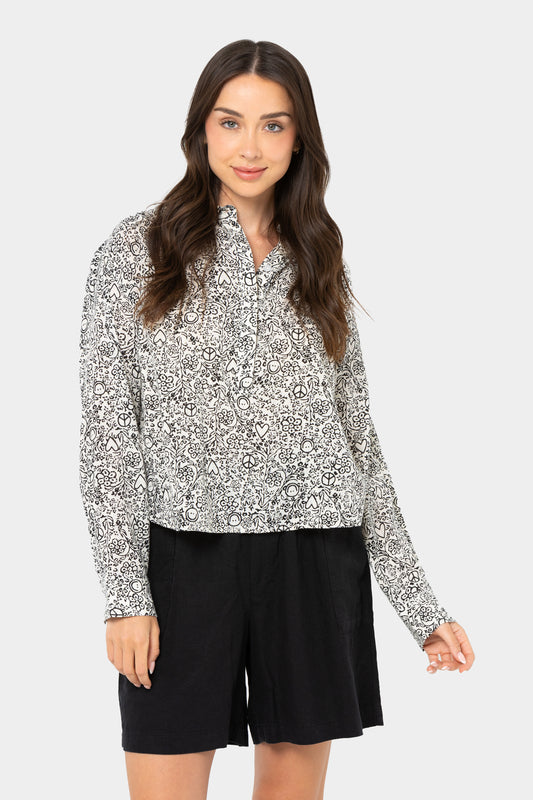 Boheme Long-Sleeve Top With Shirring