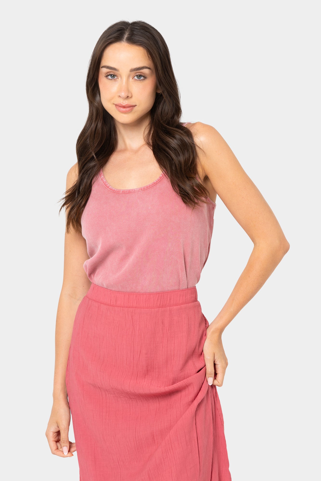 Boheme Ribbed Knit Swing Tank Top