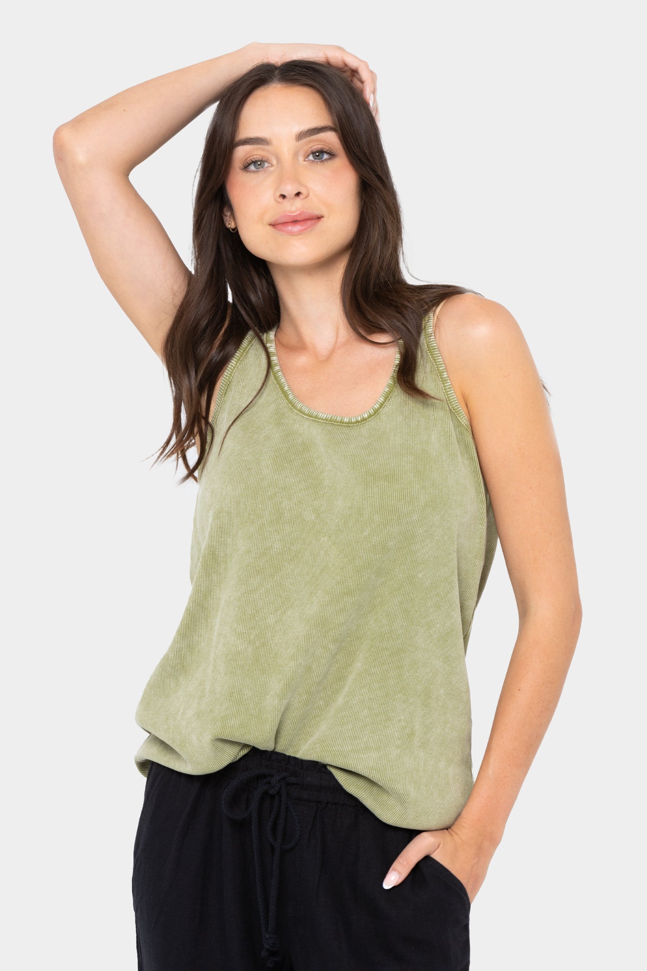 Boheme Ribbed Knit Swing Tank Top