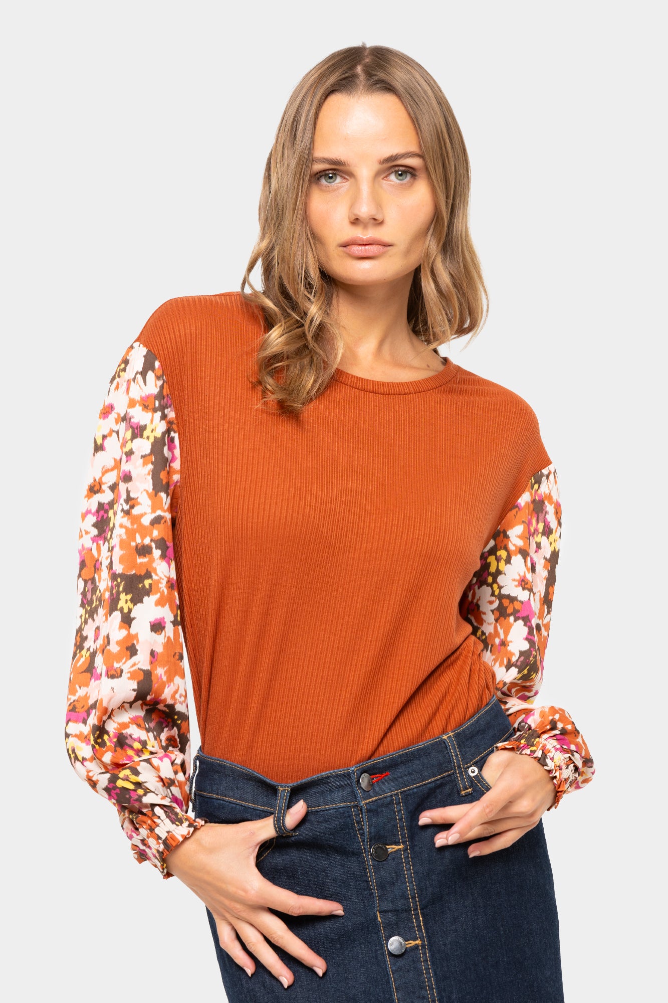 Boheme Mixed Media Floral Long-Sleeve