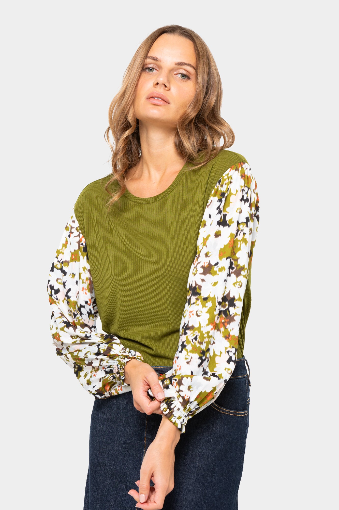 Boheme Mixed Media Floral Long-Sleeve