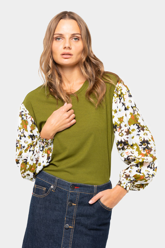 Boheme Mixed Media Floral Long-Sleeve