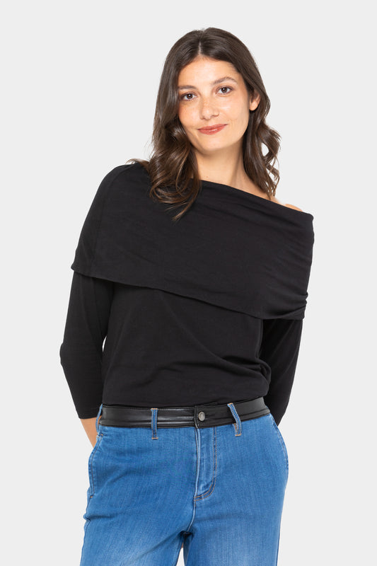 Side Cowl Long Sleeve Top