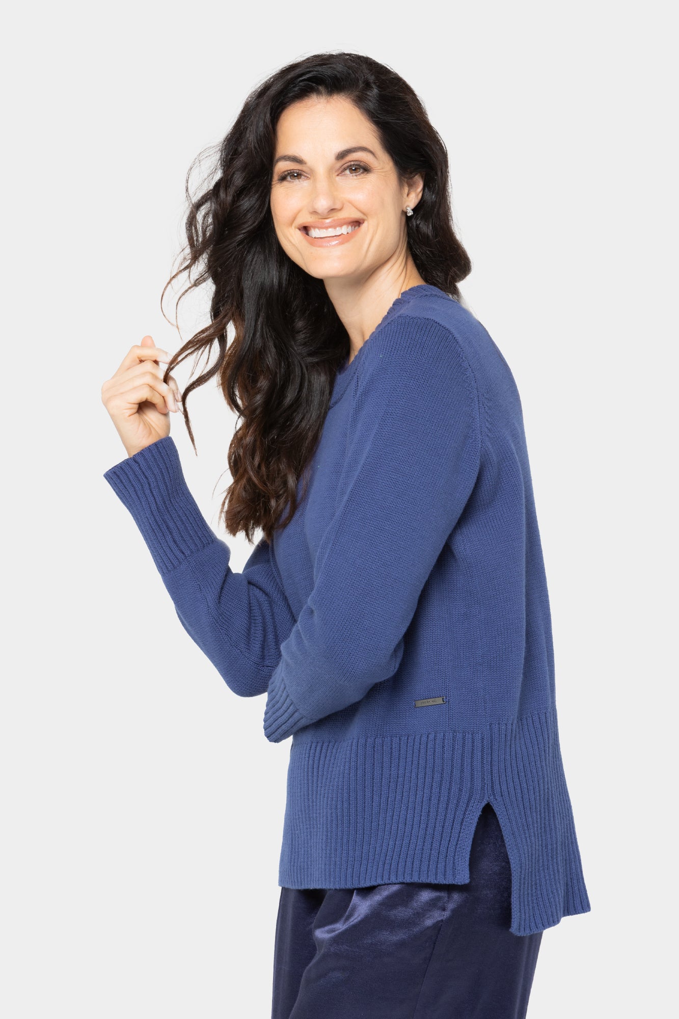 Cotton Crewneck Long-Sleeve Sweater