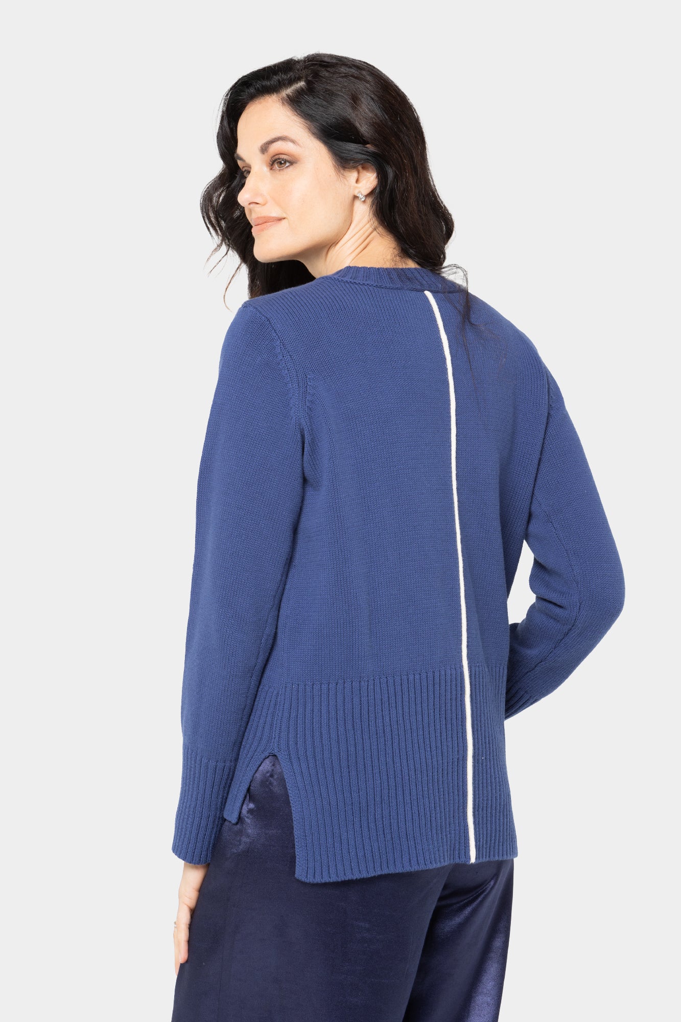 Cotton Crewneck Long-Sleeve Sweater