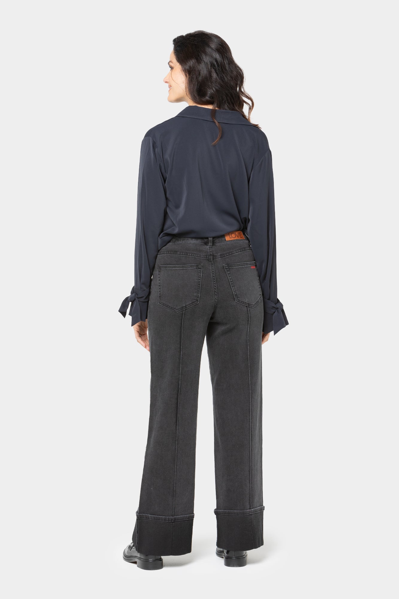 Full-Length Cuffed Jeans with Back Pintuck Detail