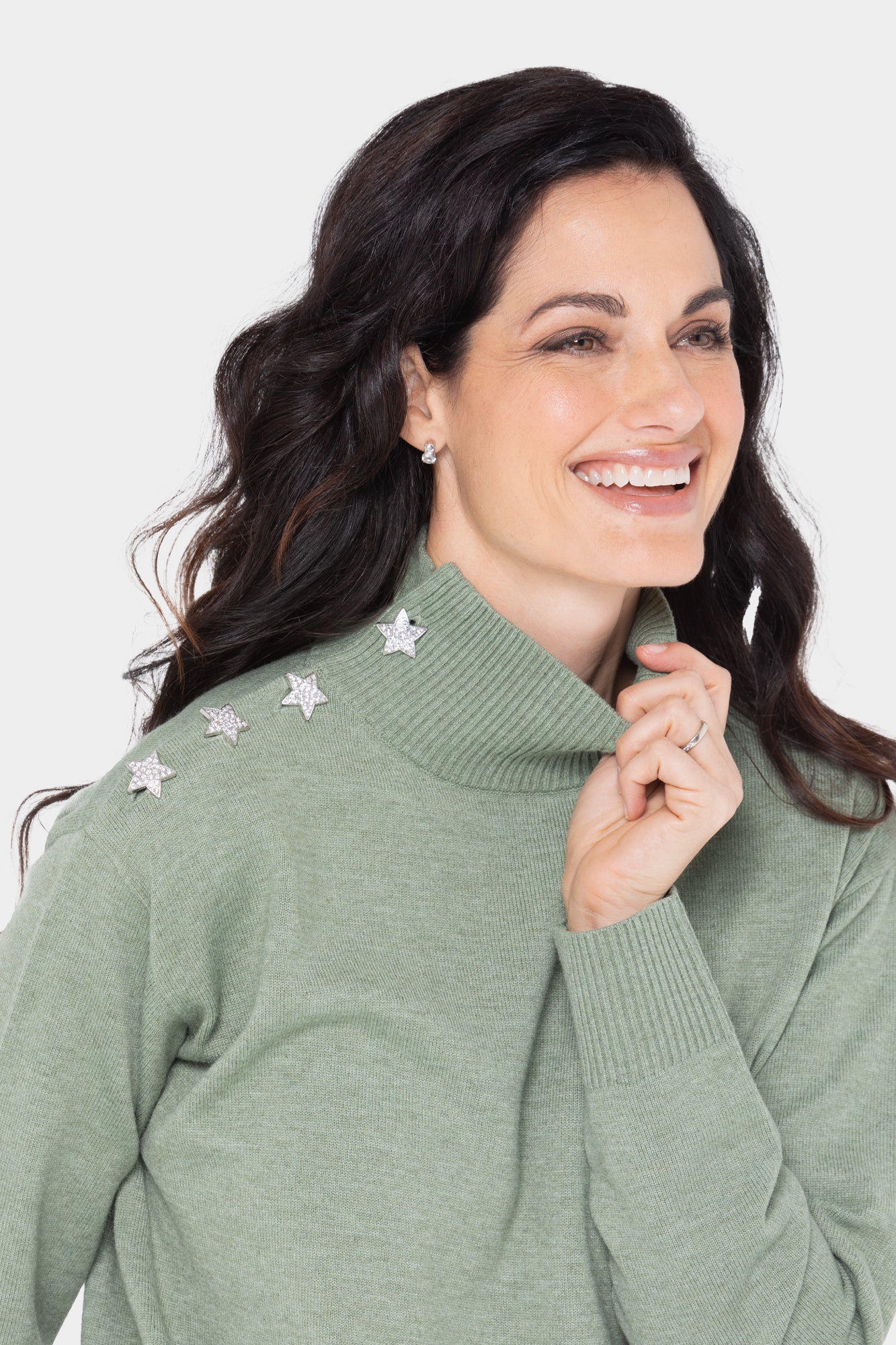 TurtleNeck Sweater with Star Buttons