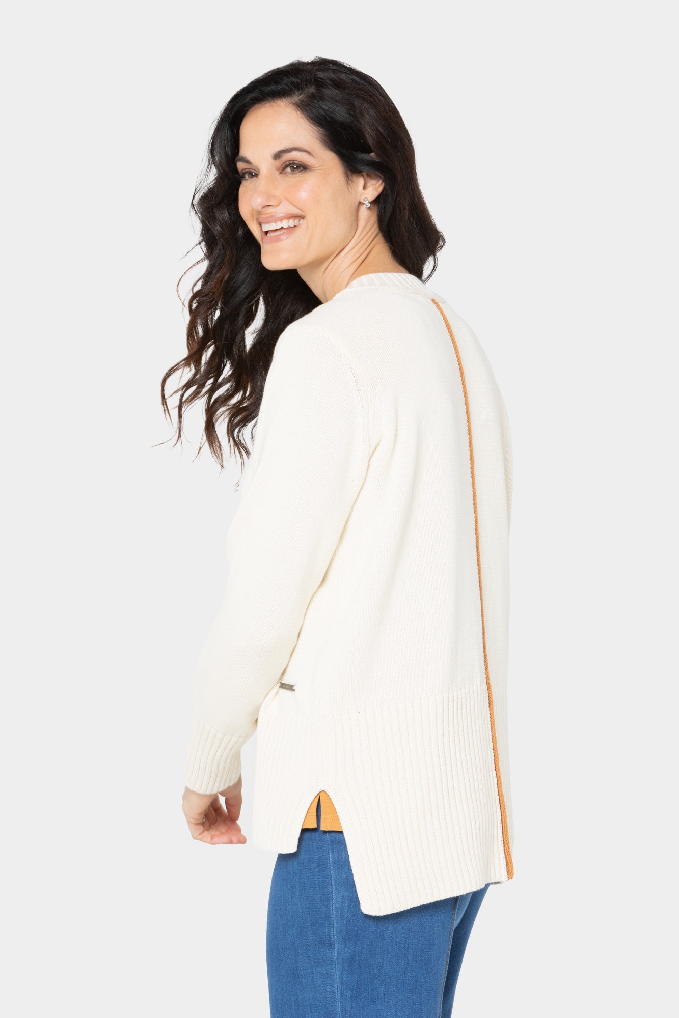 Cotton Crewneck Long-Sleeve Sweater