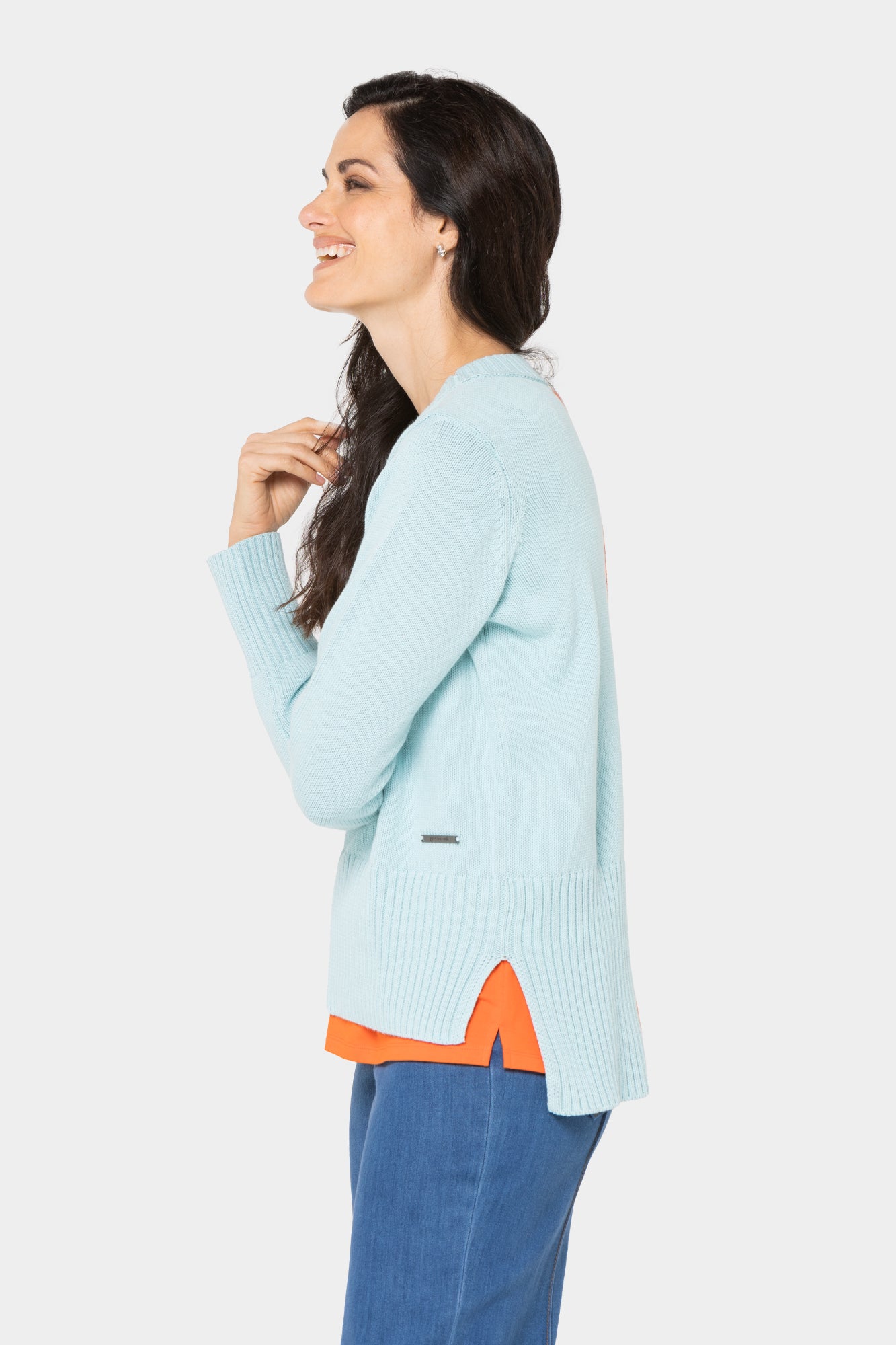 Cotton Crewneck Long-Sleeve Sweater