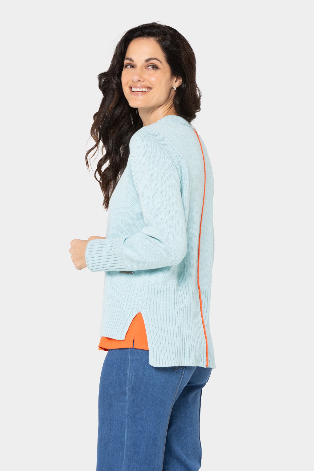 Cotton Crewneck Long-Sleeve Sweater