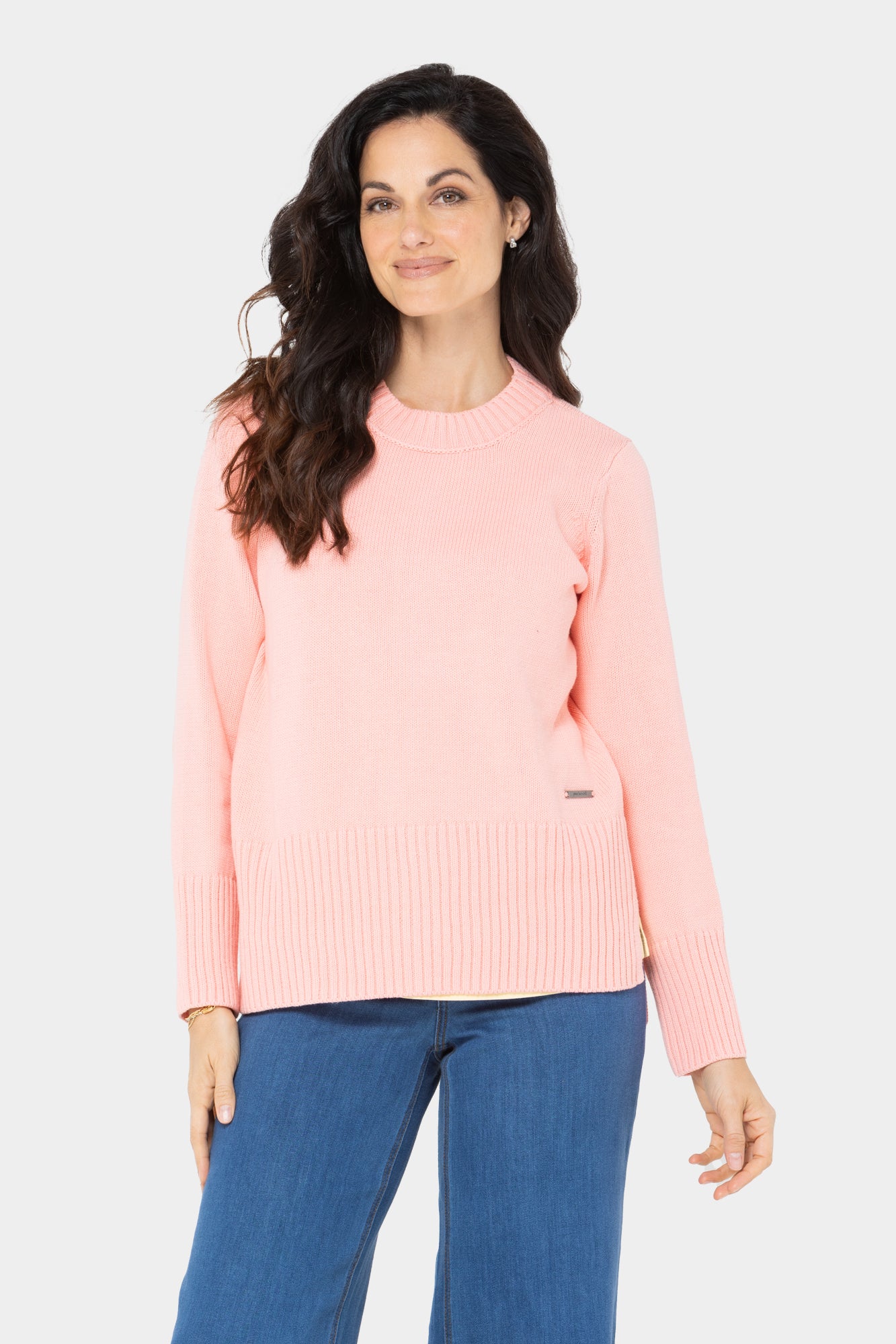 Cotton Crewneck Long-Sleeve Sweater