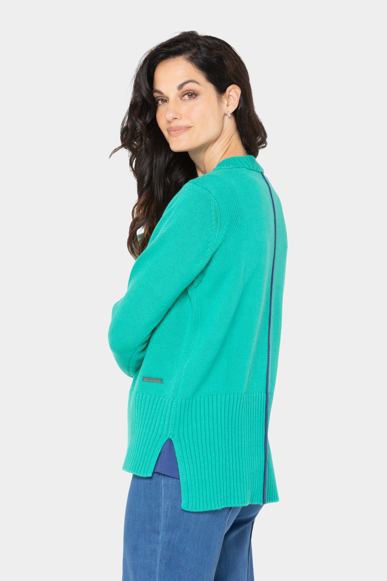 Cotton Crewneck Long-Sleeve Sweater