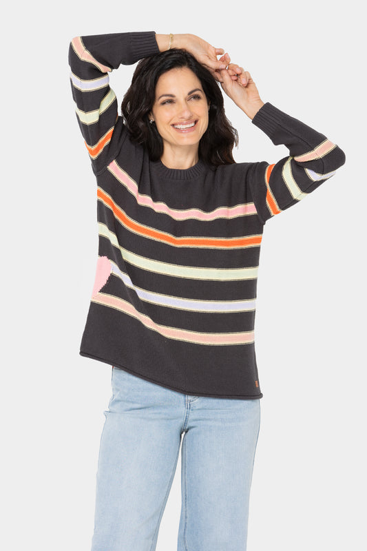 Novelty Stitch Crewneck Long-Sleeve Pullover