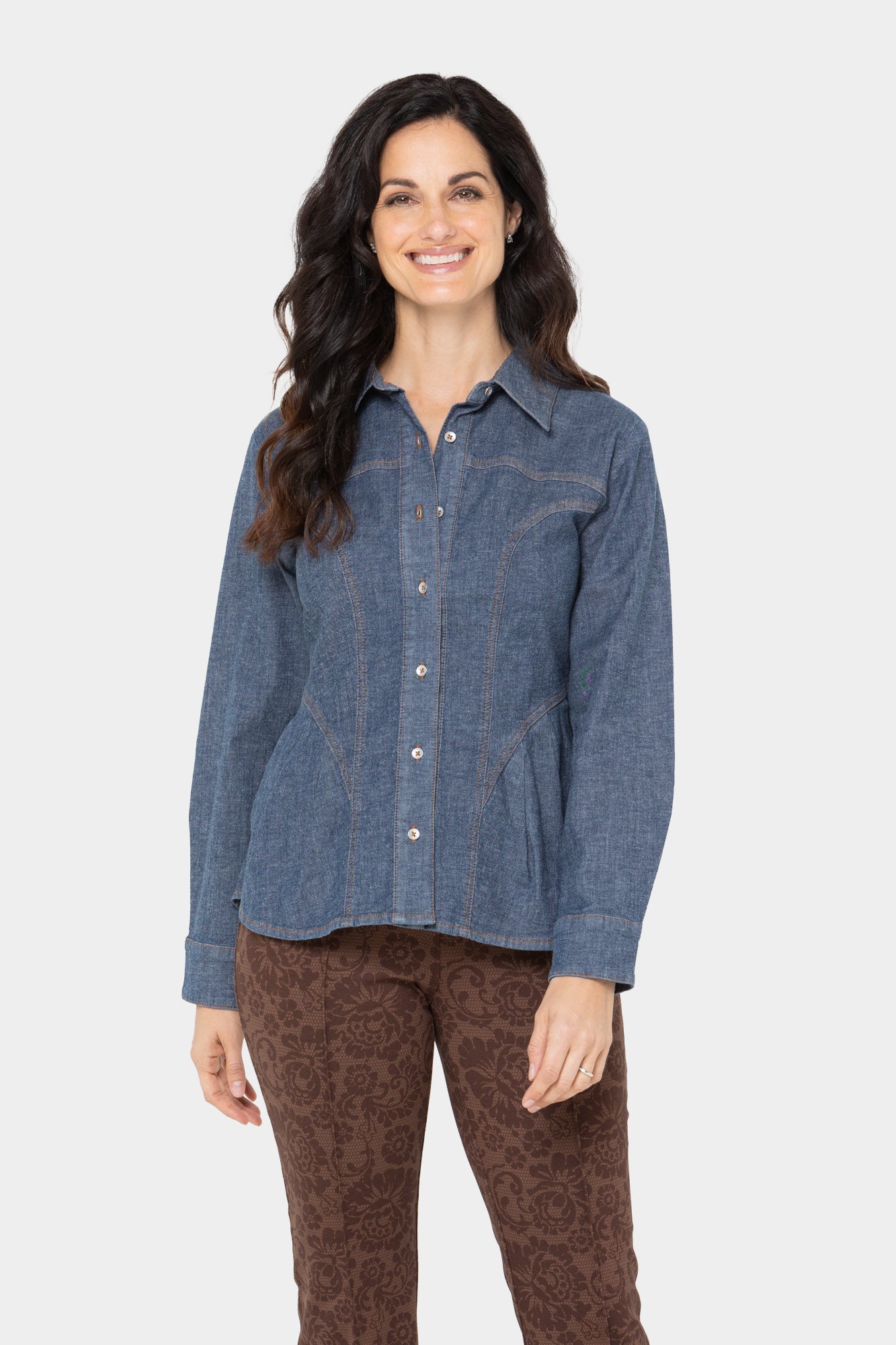 Black Label Denim Shirt with Novelty Seams