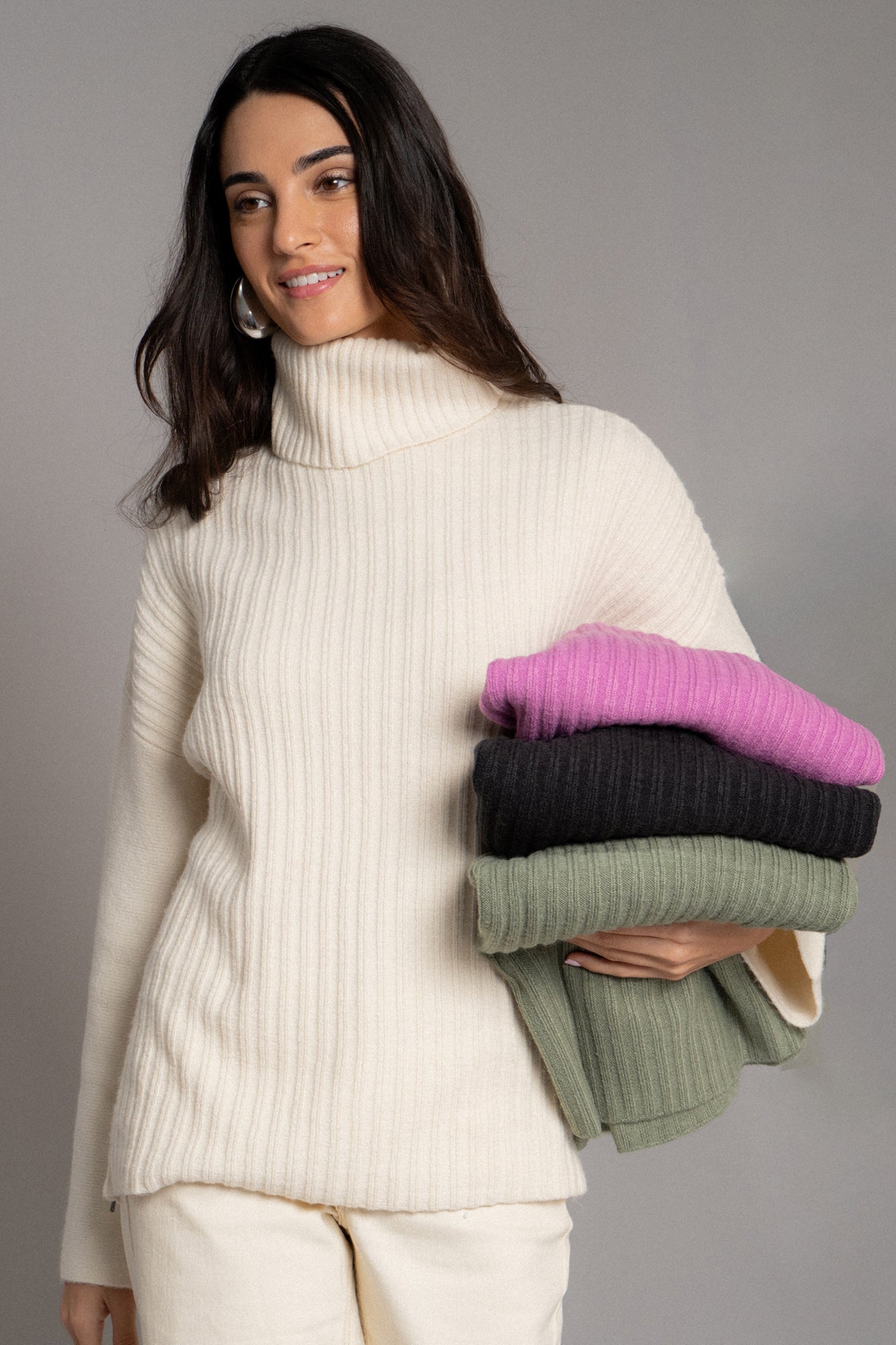 Side Zip Turtleneck Sweater